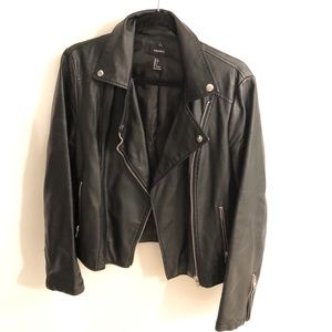Faux leather moto jacket
